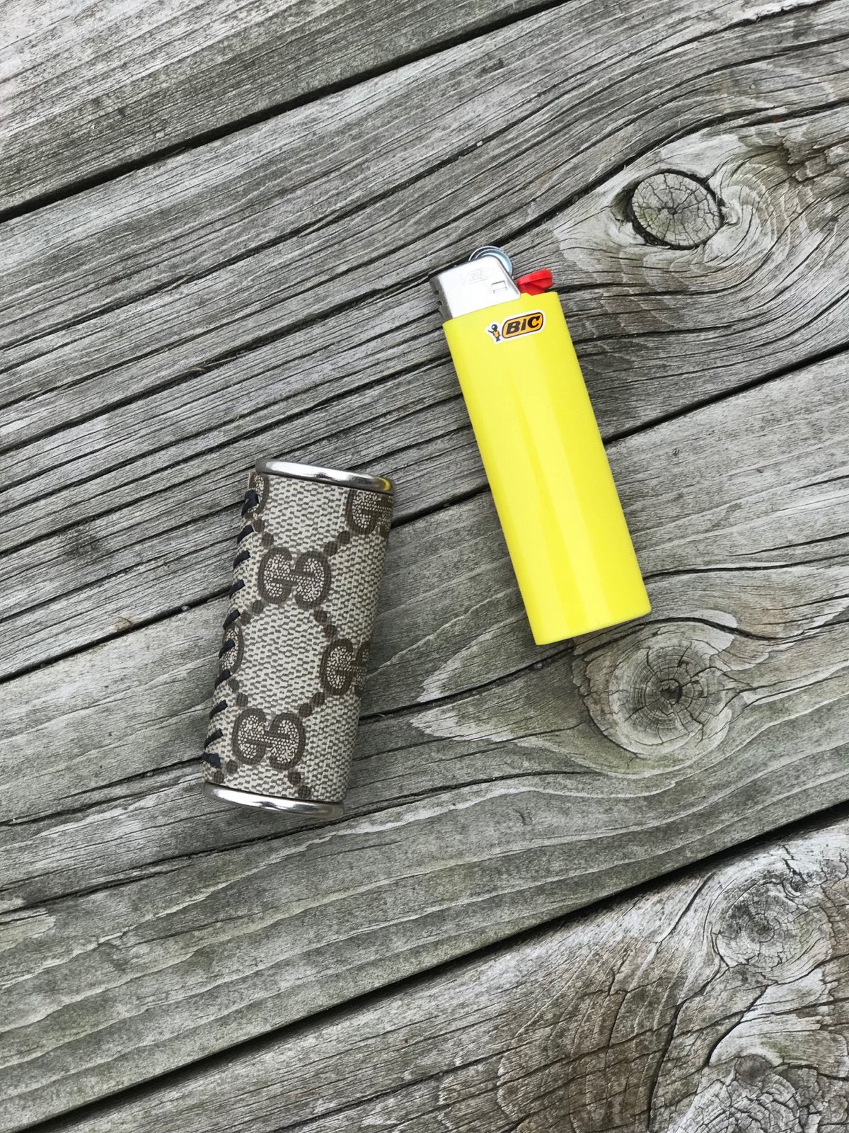 Custom Gucci Lighter Sleeve - Silver - Big Bic