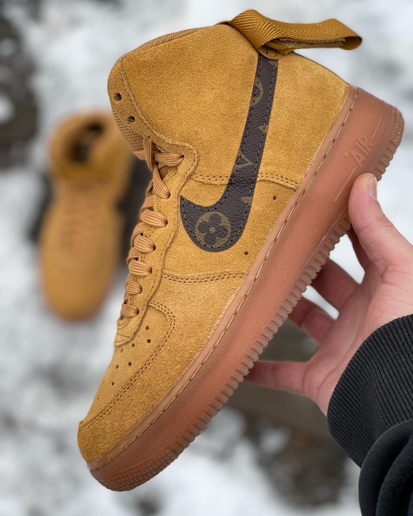 Custom LV x Wheat Air Force 1 Hightops – Detroit Customs