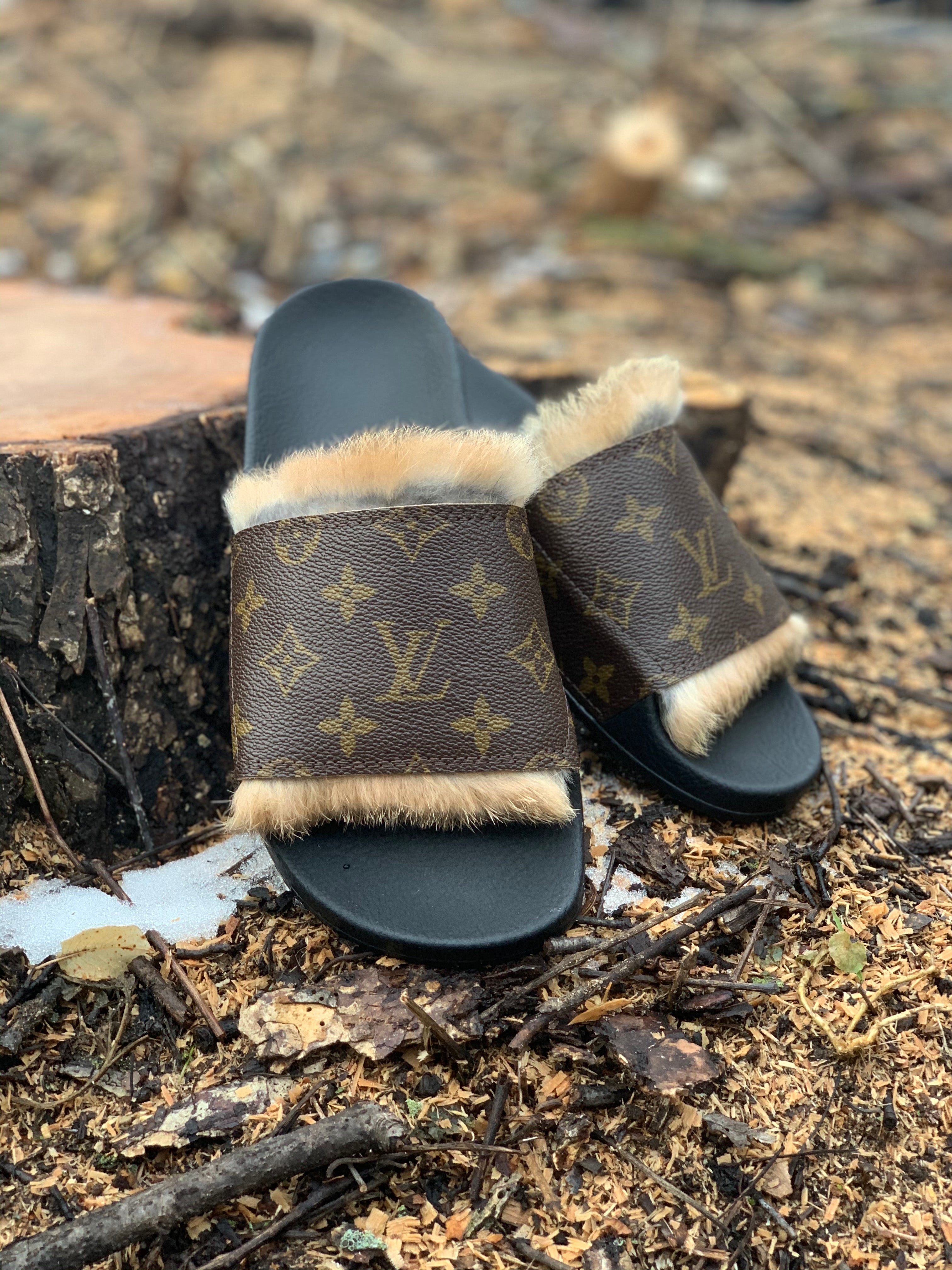 Louis Vuitton fur slides